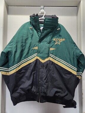 RARE Vintage 90s Logo Athletic Dallas Stars NHL Puffer Jacket Western Conference